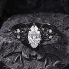 Gothic Inspired Marquise Moissanite Black Gold Infinity Engagement Ring - Night Court