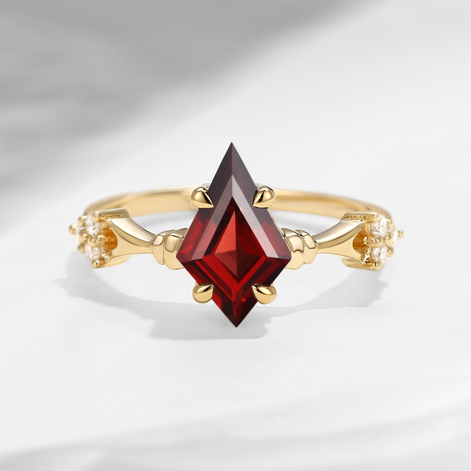 Vintage Inspired Kite Cut Garnet Engagement Ring