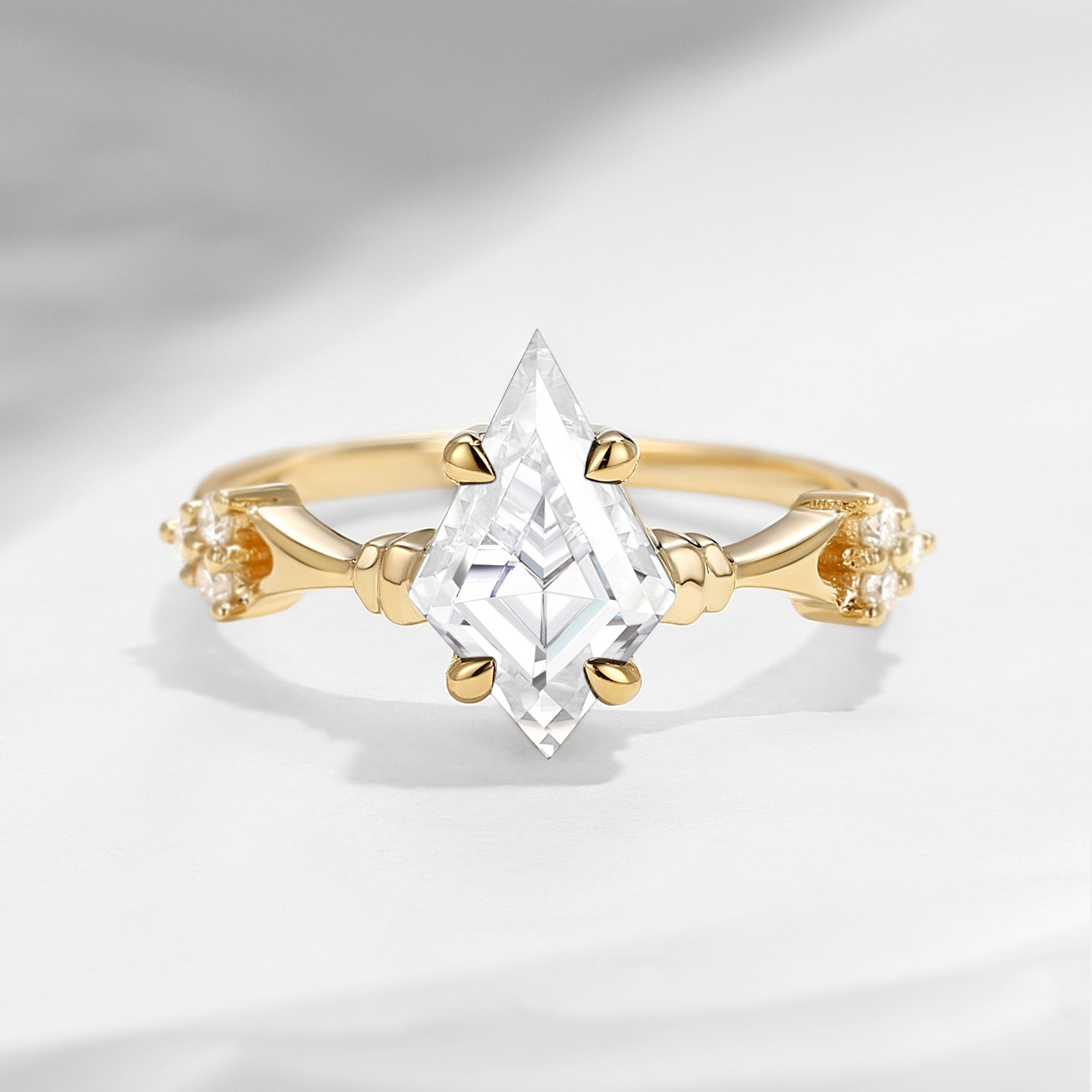 Vintage Inspired Kite Cut Moissanite Engagement Ring