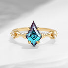 Vintage Inspired Kite Cut Lab Alexandrite Engagement Ring