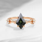 Vintage Inspired Kite Cut Natural Teal Sapphire Engagement Ring