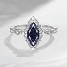 18K Unique Marquise Blue Sandstone Vintage Inspired Engagement Ring