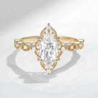 Vintage Inspired - 18K Dutch Marquise Cut Moissanite Vintage Marquise Engagement Ring