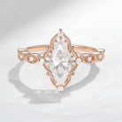 18K Unique Marquise Moissanite Vintage Inspired Engagement Ring