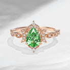 Crescent Moon | Unique Lab Tsavorite Engagement Ring In Pear Shape - Eclipse