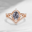 Classic Style Vintage Inspired Oval Cut Natural Spinel Engagement Ring Bridal Set 2pcs