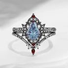Crescent Moon | Infinity Firework Cut Coffin Lab Alexandrite Twisted Engagement Ring Set 2pcs - Alexandria