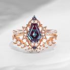 Crescent Moon | Coffin Cut Lab Alexandrite Infinity Open Engagement Ring 2pcs - Infinity Galaxy