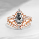 Crescent Moon | Coffin Cut Herkimer Diamond Infinity Engagement Ring Set 2pcs - Infinity Galaxy