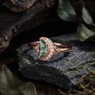 Celtic Moon - Moon Shaped Moss Agate Half Moon Celtic Engagement Ring