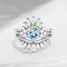 Bette‘s Eyes| Aquamarine Engagement Ring Set 3pcs