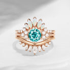 Bette‘s Eyes| Lab Paraiba Engagement Ring Set 3pcs