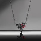 Nature Inspired Garden of Eden Natural Ruby Leafy Pendant Necklace - 'Thorns & Roses'
