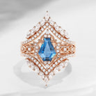 Crescent Moon | Vintage Coffin Cut Blue Topaz Engagement Ring Jacket 2pcs