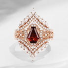 Crescent Moon | Vintage Coffin Cut Garnet Engagement Ring Jacket 2pcs