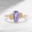 Thorns & Roses - Nature Inspired Coffin Lab Lavender Sapphire Flower Engagement Ring with Rose-inspired Band