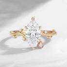 'Une Seule Fleur' - Nature Inspired Marquise Cut Moissanite Thorns & Roses Flower Engagement Ring with Twisted Thorn-inspired Band
