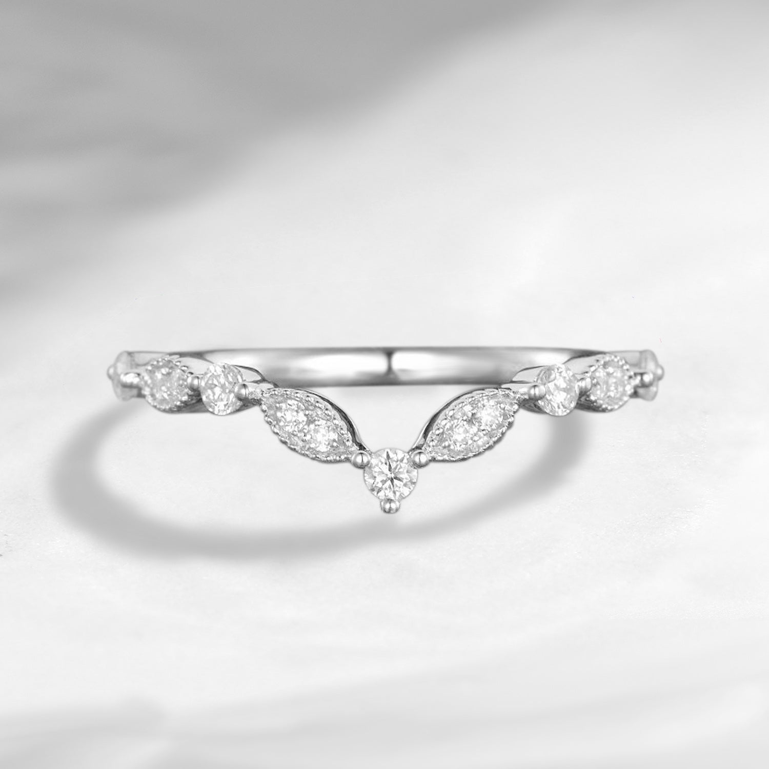 Art Deco Moissanite Wedding Band