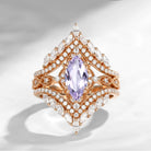 Vintage Inspired - Marquise Lab  Lavender Sapphire Cage Ring Set