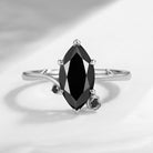 'Whisper of Rose' - Nature Inspired Marquise Black Moissanite Thorns & Roses Engagement Ring