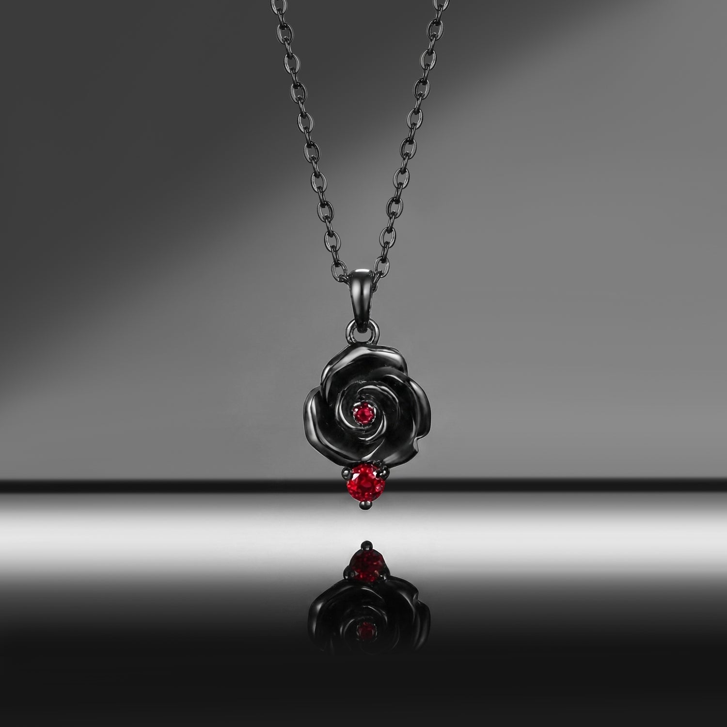 Nature Inspired Garden of Eden Dark Crimson Rose Ruby Necklace - 'Thorns & Roses'