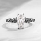 'Rose Éternelle' - Nature Inspired Coffin Moissanite Romantic Rose Hollow Flower Engagement Ring with Rose-inspired Band