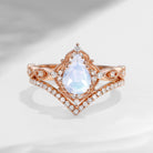 Pear Shaped Moonstone Antique Stacking Engagement Ring