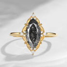 2.5ct 18K Marquise Vintage Inspired Black Rutilated Quartz Engagement Ring