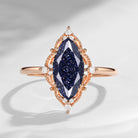 2.5ct 18K Marquise Vintage Inspired Blue Sandstone Engagement Ring