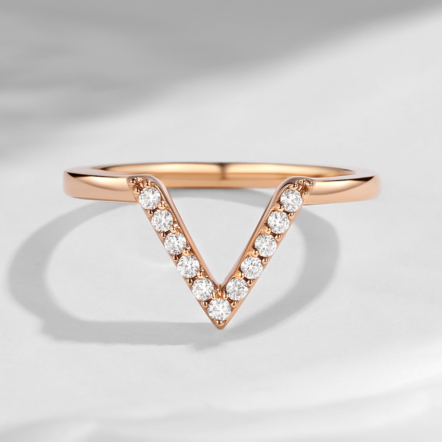 V Shaped Pavé Women Wedding Band