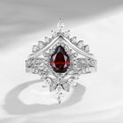 Crescent moon |  Unique Pear Shaped  Garnet Engagement Ring