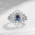 Crescent Moon | Vintage Lab Alexandrite Galaxy Bridal Set 3pcs