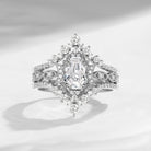 Coffin Moissanite Crescent Engagement Ring 3pcs 