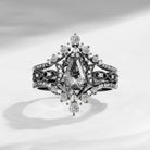 Crescent Moon | Coffin Cut Herkimer Diamond Ring 3pcs 18k - Till Death Do Us Part