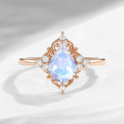 Vintage Inspired Pear Shaped Moonstone Engagement Ring