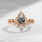 Antique Kite Cut Herkimer Diamond Engagement Ring Bridal Set 2pcs