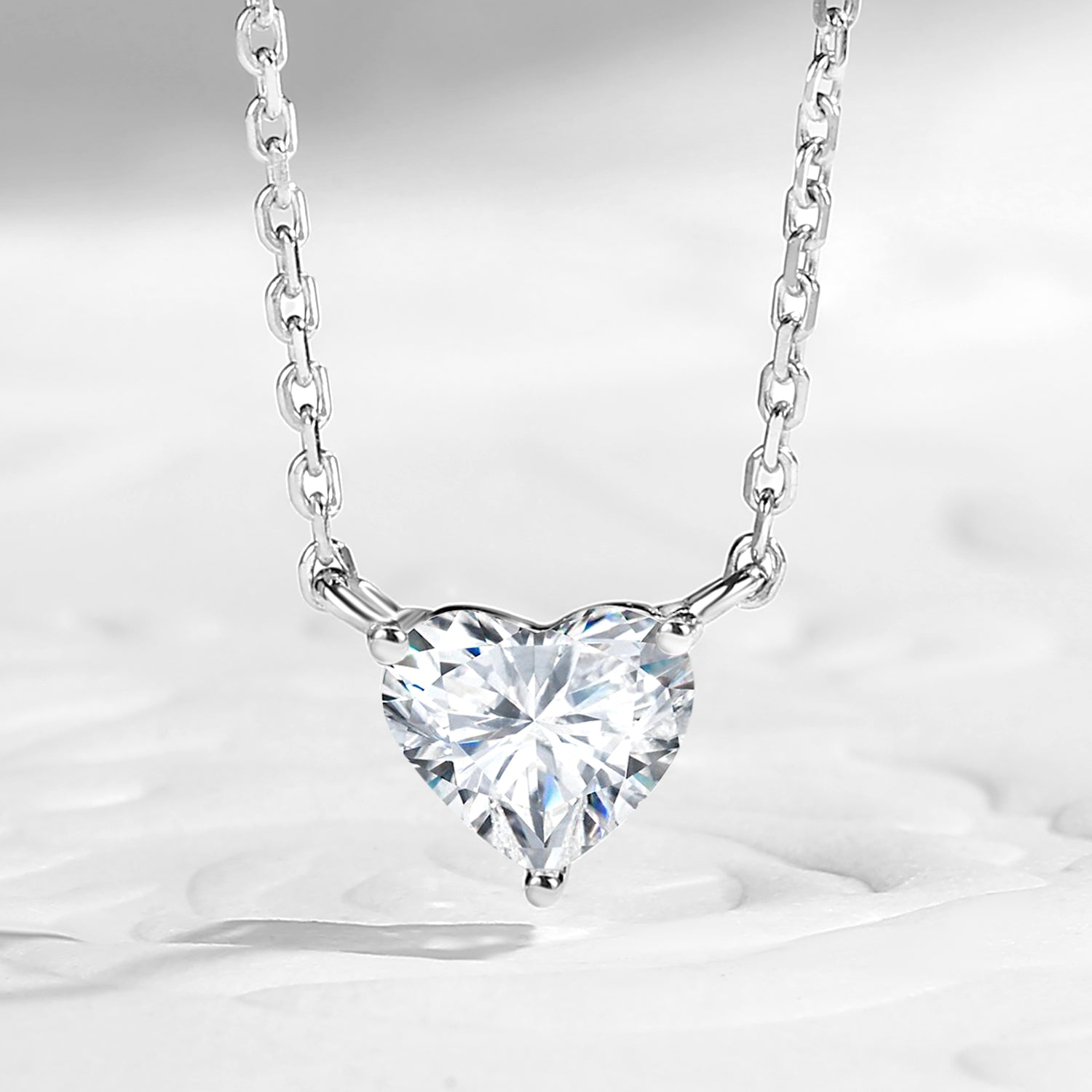 Solitaire Heart Shaped Moissanite Necklace