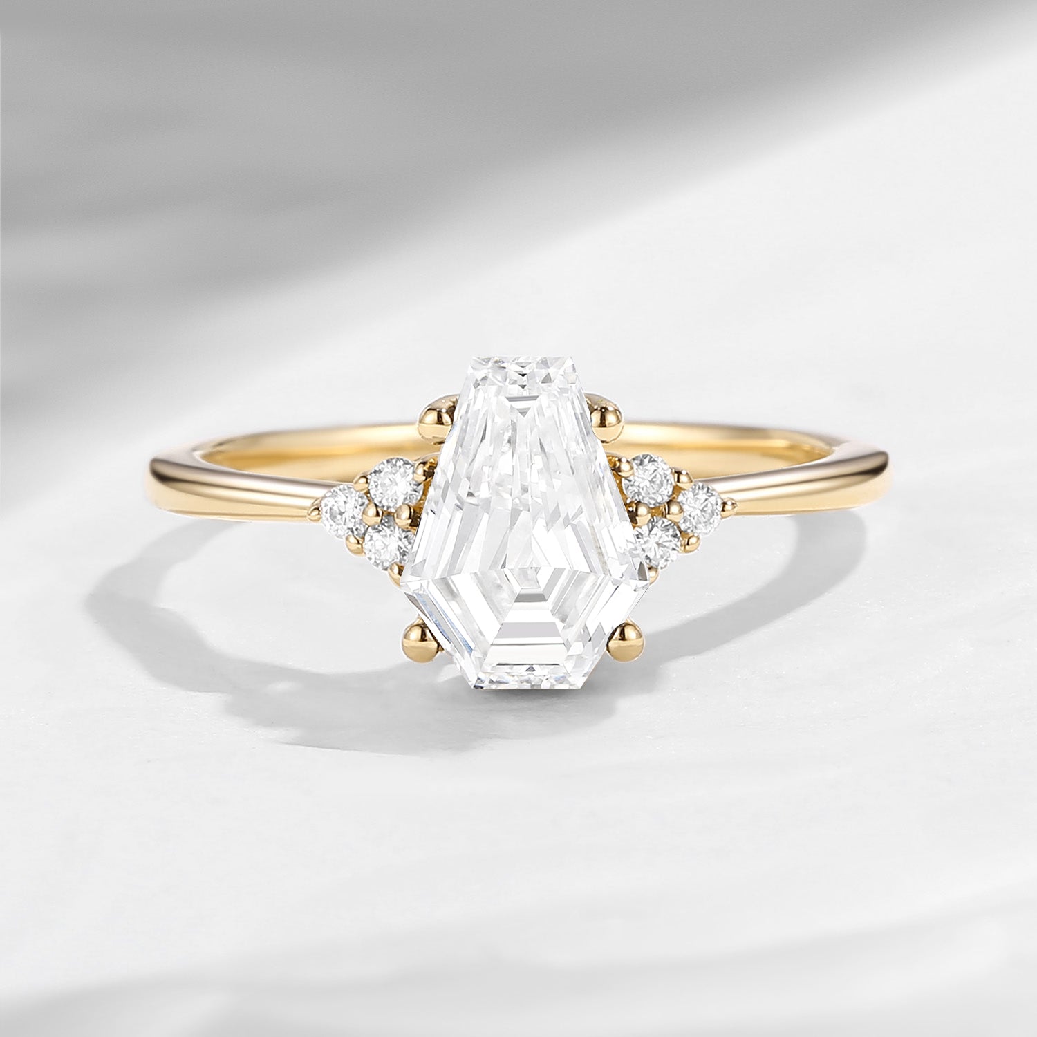 Classic Coffin Shaped Lab Diamond Engagement Ring