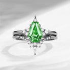 Unique Coffin Tsavorite Engagement Star Ring Set 2pcs - Coffin Kite