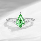 Classic Style Kite Cut Lab Tsavorite Cluster Engagement Ring