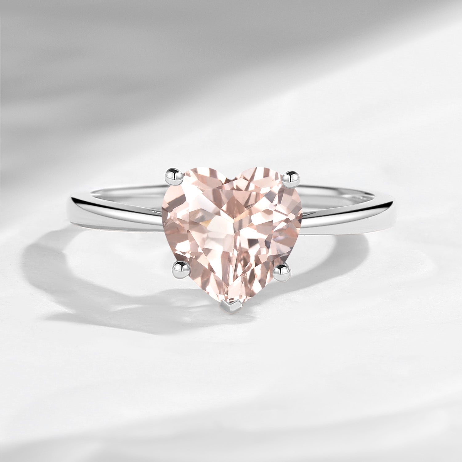 Classic Heart Shaped Solitaire Morganite Promise Ring