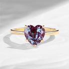 Classic Heart Shaped Solitaire Lab Alexandrite Promise Engagement Ring