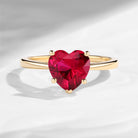 Classic Heart Shaped Solitaire Lab Ruby Promise Engagement Ring