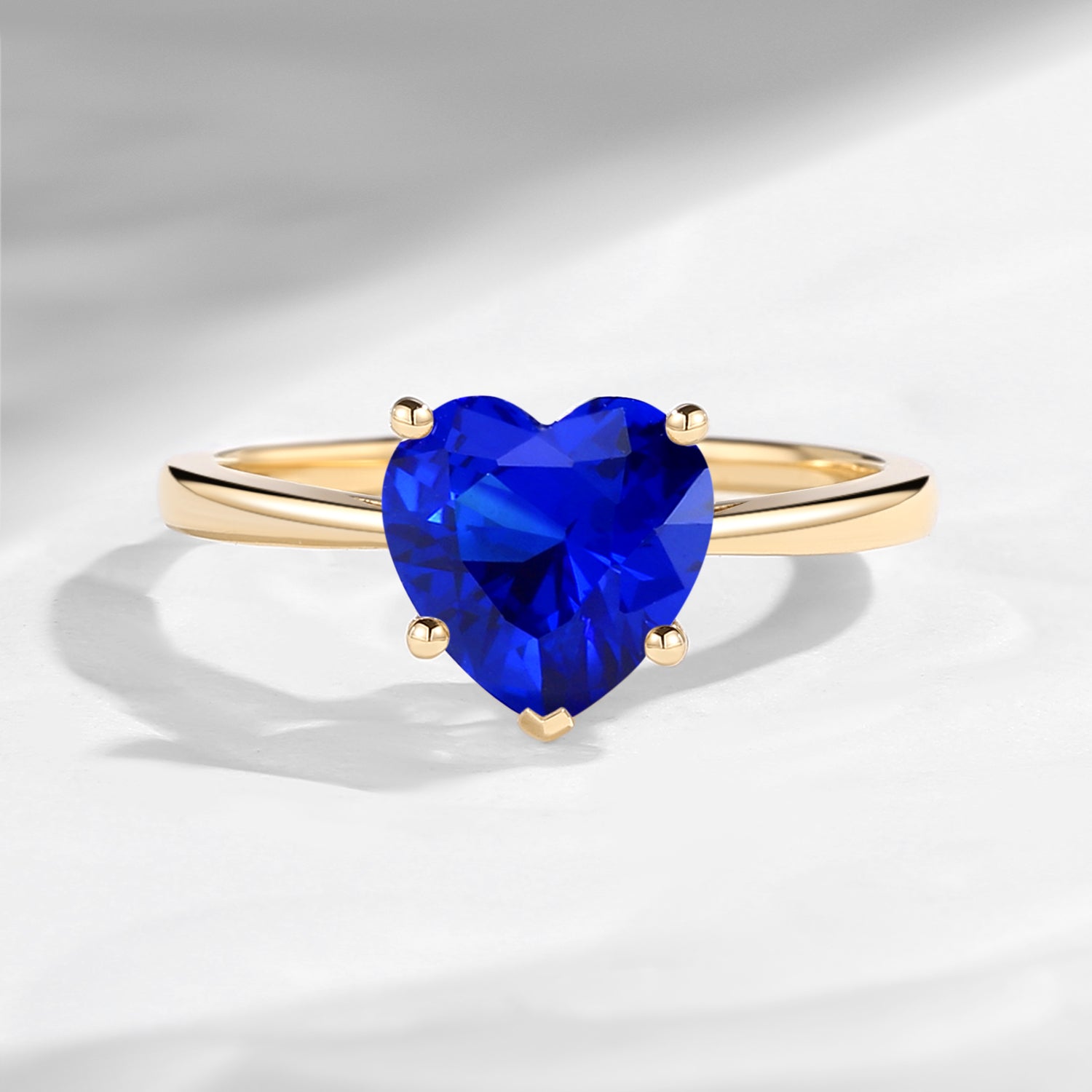 Classic Heart Shaped Solitaire Lab Sapphire Promise Ring