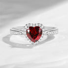 Classic Heart Shaped Halo Garnet Promise Ring