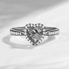 Classic Heart Shaped Halo Natural Salt And Pepper Diamond Promise Ring