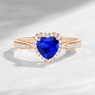 Classic Heart Shaped Halo Lab Sapphire Promise Ring