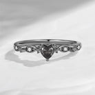 Dainty Heart Shaped Black Rutilated Quartz Classic Promise Ring