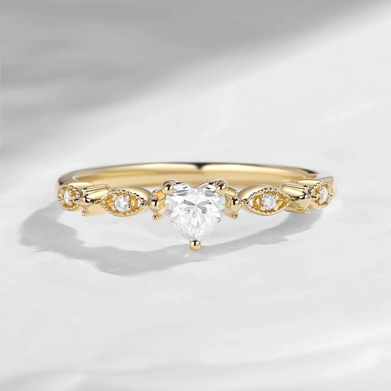 Dainty Heart Shaped Moissanite Classic Promise Ring