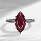 Minimalist Unique Gothic Marquise Natural Ruby Engagement Ring